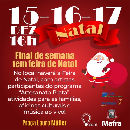 Final de semana tem feira de Natal na Praça Lauro Müller
